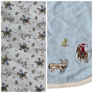 Gymboree Cowboy Baby Blanket 2004 Western Rodeo Reversible